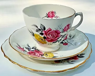 Buy Royal Vale Bone China Tea Cup & 2 Saucers Roses Ridgway Potteries - England Gold • 12.22£