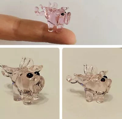 Buy Mini Handmade Misty Rose Flying Pig Lampwork Glass Animal • 4.29£