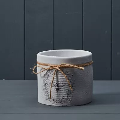 Buy White Ceramic Pot With Vintage Bee Print 12.7cm - Small Flower Palnt Decoration • 10.35£