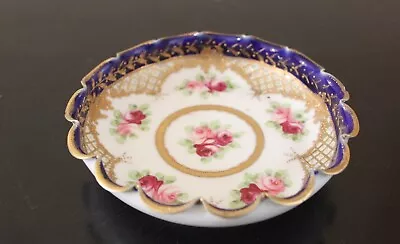 Buy NORITAKE -Decorative DISH /TRAY  Made In JAPAN  Floral With Cobalt Blue And Gold • 2.50£