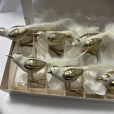 Buy Christmas Glass Birds Clip On Large Handmade Poland Boxed X 6 Vintage Style • 55£