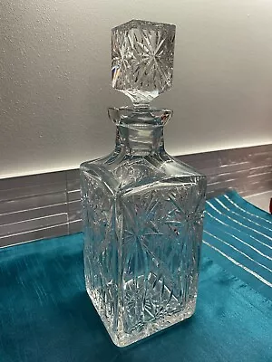 Buy VINTAGE - Square Crystal Cut Glass Decanter With Stopper VERY STYLISH • 14.75£