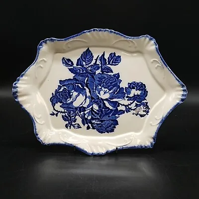 Buy Blakeney Ironstone Staffordshire Blue & White Rose Pattern Ceramic Serving Tray • 25£