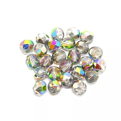 Buy 25 Fire Polished Faceted Czech Beads - 6mm Glass - Crystal Vitrail - S0246 • 4.29£