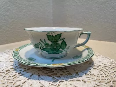 Buy Herend Hungary Chinese Bouquet Green Footed Tea Cup & Saucer • 59.30£