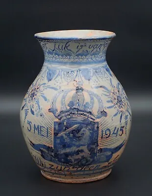 Buy EXTREMELY RARE WW2 Dutch Pottery Liberation Vase 5 Mei 1945 • 149.37£