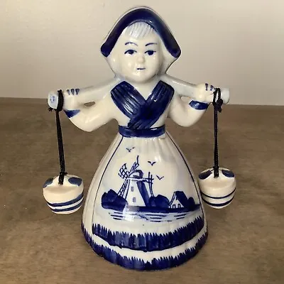 Buy Vintage Delft Dutch Milk Maid Bell Figurine W/ Buckets Copyright E.H.98.9628 • 11.57£