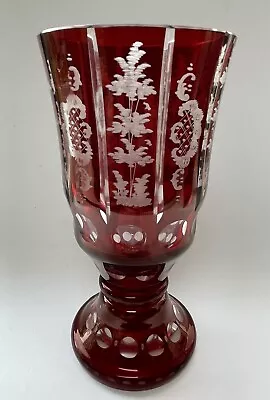 Buy Vintage Bohemian Czech Ruby Flashed Glass Vase 17.5cm Excellent Condition • 24.95£
