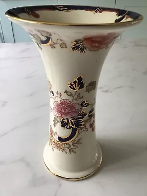 Buy LARGE Masons Ironstone Blue Mandalay  CIRCULAR  Shaped  Vase  8  Inches  Tall • 12£