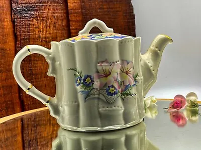 Buy Beautiful Vintage Sadler Bamboo China/Porcelain White Teapot Collectible • 106£