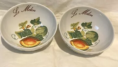 Buy 2x Bone China Bowls MA Brand France Le Melon Pattern Vintage 4¾ Ins Diameter • 11.99£