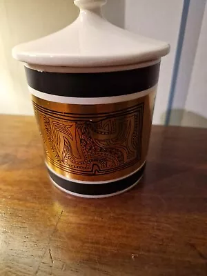 Buy Wade China England, Lidded Pot With Finial, Abstract Design In Gold & Black 50's • 5£
