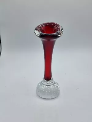 Buy Vtg Mid-Century Modern Aseda Style Jack In The Pulpit Red Swedish Art Glass Vase • 12.99£