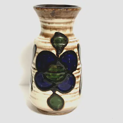 Buy Vintage Austria Floral Pottery Stoneware Gloss Vase Cobalt Blue Flower Marked • 14.40£