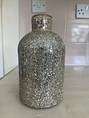 Buy Gold 8 Inch Crackled Glass Vase/ Bottle • 1.75£