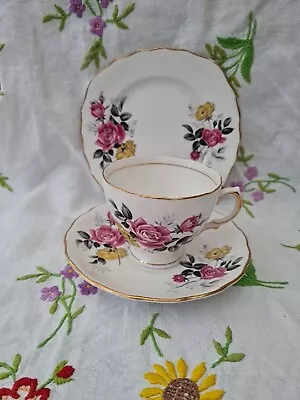 Buy Vintage Royal Vale Pink Yellow Roses Bone China Teacup Saucer Plate Trio.  • 7.99£