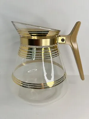 Buy Vintage Coffee Pot Carafe With Retro Gold Design By Inland Glass • 21.21£