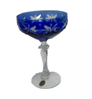 Buy VTG BLEIKRISTALL LEAD Crystal WINE Glass Goblet Cobalt Blue Germany 6 7/8  TALL • 20.73£