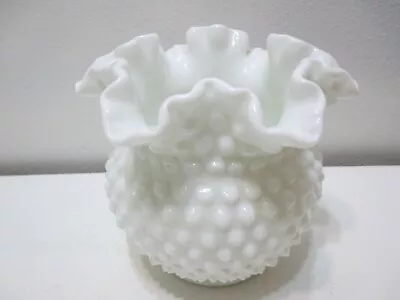 Buy Vintage Fenton Glass Rose Bowl Vase Hobnail White Milk Glass 5 1/2  T PRE-LOGO • 26.79£