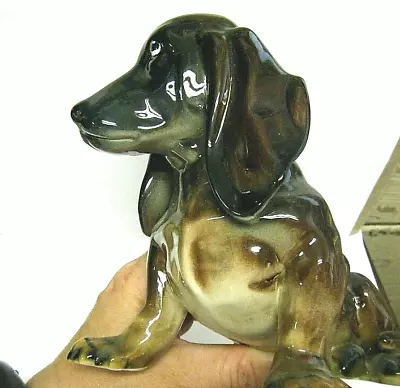 Buy 9  Vintage Dog Figurine Keramos Vienna Austria 5080 Sitting Dachshund • 38.42£