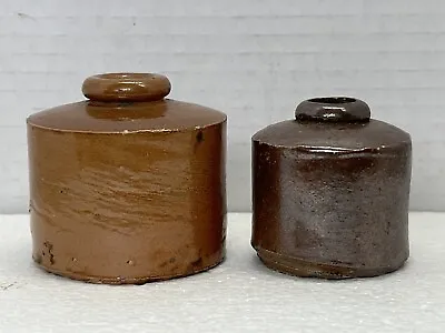 Buy 2 Antique Stoneware Pottery Crock Ink Jars Bottles 100 Yrs Old • 16.11£