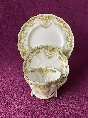 Buy Art Nouveau / Antique Tea Set Trio Tuscan China Scallops Shape Vintage Condition • 28£
