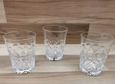 Buy 3 X Crystal Cut Glass Whisky Tumblers / Glasses 10cm High • 13.99£