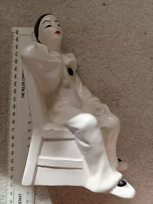 Buy Art Deco Porcelain Figurine Pierrot Harlequin 1970 80 Germany Bookend • 92.88£