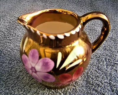 Buy Q380) Vintage Old Court Ware Gold Luster Hand Painted Floral Ceramic Small Jug   • 7.50£