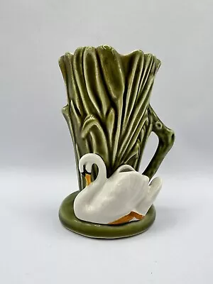 Buy Sylvac Pottery Green Vase With Swan 4385 10cm • 4.95£