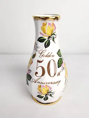 Buy Vintage Fenton 50th Golden Anniversary Bud Vase Yellow Rose Bone China Gift 6  • 11.50£