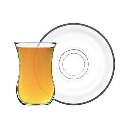 Buy LAV 12 Piece Klasik Turkish Tea Glasses & Saucers Glass Coffee Teacups 115ml • 11£