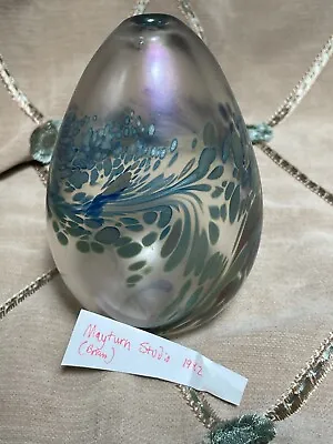Buy 1982 Maytum Iridescent Studio Art Glass Egg Form Bud Vase Or Oil Candle • 35.97£