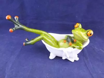 Buy Ceramic Comical Frog Relaxing In The Bath Figurine. • 18.99£