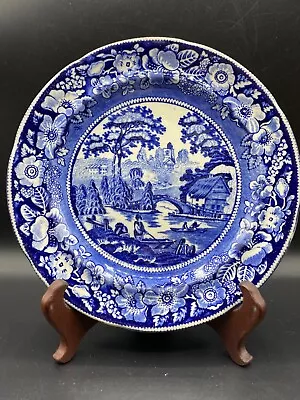Buy Plate Blue And White Transferware George Jones “Wild Rose 1784” 1860’s Flow Blue • 57£