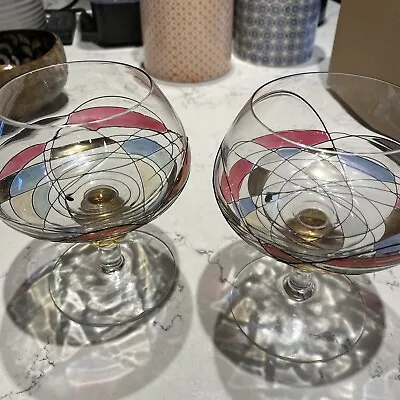 Buy Art Deco Cocktail/brandy Glasses With Colours • 15£