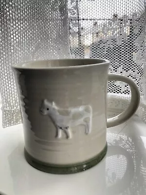Buy Pottery Mug Cream With Cow Hand-thrown 75mm X 76mm Gisela Graham • 6.99£