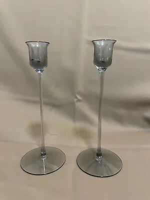 Buy 2 Wedgwood Glass Diana Frank Thrower Candlesticks Dinner Candle Holders Pair Art • 23£
