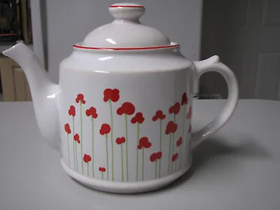 Buy Vintage Wade Red Poppy Floral Teapot, Royal Victoria Pottery, 24fl. Oz., England • 13.69£