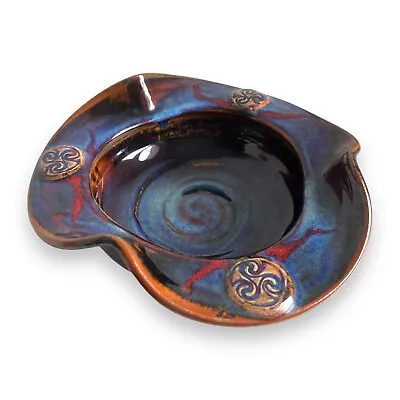 Buy COLM DE RIS Irish Art Pottery Large Art Bowl Handmade Blue Celtic Triskle • 100£
