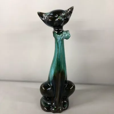 Buy Blue Mountain Pottery Tall Cat Figure Vintage Black Green 32cm -FPL -CP • 9.99£