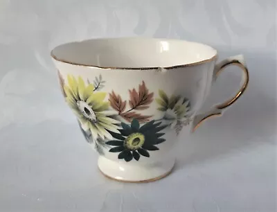 Buy Queen Anne Tea Cup Bone China Teacup Yellow & Green Flowers Pattern Number 8223 • 11.95£