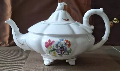 Buy Antique Large Embossed Royal Stafford Bone China Floral Teapot Reg. Nº 732562 • 10£
