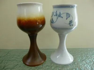 Buy X2 Vintage Handmade Iden Pottery Rye Sussex Wine Goblets D. Townsend Design • 24.99£