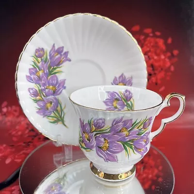Buy Royal Windsor Prairie Crocus Bone China Teacup Saucer England Vintage Tea BX24 • 13.03£