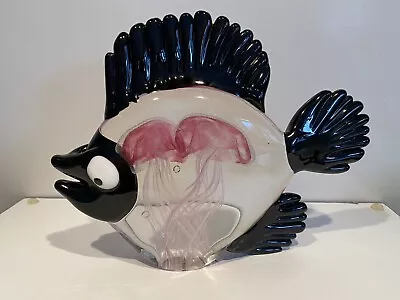 Buy OBJETS D'ART GLASS FIGURINE - ANGEL FISH With Pink Jelly Fishes 23,5cm Wide • 21.99£