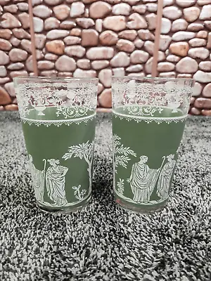 Buy Wedgewood Vintage Grecian Highball Jeanette Glassware Set Of 2 Jade Green Tumble • 14.23£
