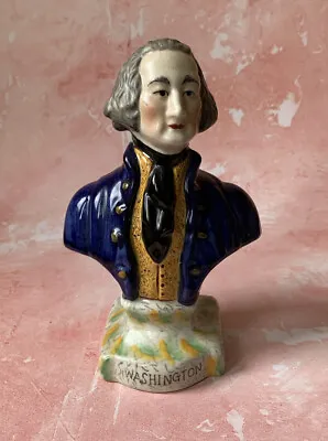 Buy Antique Staffordshire Bust Of George Washington USA President Vintage Style  • 65£