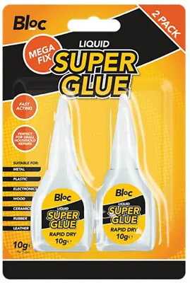 Buy Superglue 10g 2 Pack - Strong Metal Fast Acting Leather Rubber Wood Pottery  • 2.99£