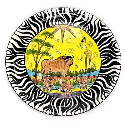Buy Penzo Zimbabwe Hand Painted Plate Dish K Manzena Africa Sun Wild Animals 12.5  • 79.66£